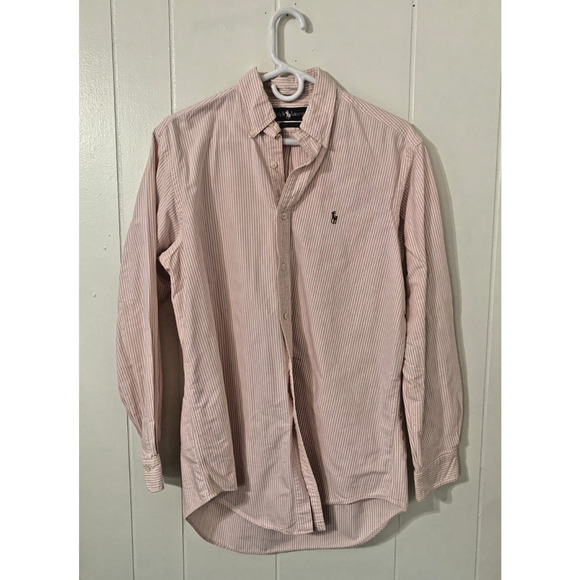 Polo Ralph Lauren Other - Vtg 90’s Polo Ralph Lauren Striped Button Up 15 1/2-33 Pink Preppy Flesh Pony